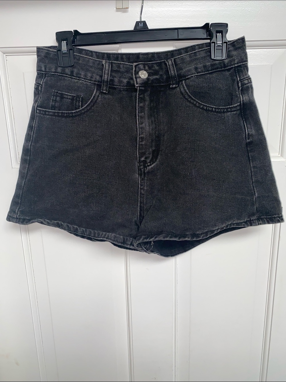 Black High-Rise Denim Shorts